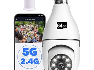 YUOCHY 1080P Light Bulb Camera ، Wireless 2.4GHz WiFi Home Security Camera ، 360 ° Surveillance Cam with Motion Detection Alarm Night Vision Light Socket Camera (Included 32G SD Card) ، (E27)