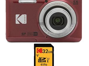 كوداك PIXPRO Friendly Zoom FZ55 (أحمر) مع حزمة بطاقة ذاكرة 32 جيجا بايت