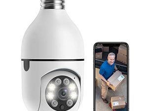 كاميرا أمان Tuck Light Bulb ، كاميرا بمصباح لاسلكي WiFi بدقة 1080 بكسل ، وكاميرا مراقبة بانورامية بزاوية 355 درجة / إمالة ، وكشف ذكي للحركة ، وصوت ثنائي الاتجاه ، 2.4 جيجا هرتز فقط