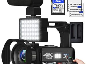 VETEK 4K Video Camera Camcorder ، Vlogging Camera for YouTube ، 3.0 "270 ° Rotatable Touch Screen 18X Digital Zoom Video Recording Camera with WiFi Camcorder، 32GB SD Card، 2.4G Remote and 2 B Battery