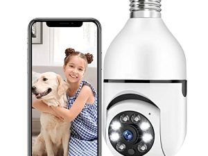 ATSITK Light Bulb Security Camera ، Light Bulb Camera WiFi Outdoor ، FHD 1080P 360 ° Panoramic PTZ 2.4G Wireless IP Camera for Home / Baby / Pet ، Color Night Vision ، Two Way Audio ، تتبع الحركة