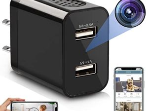 LUOHE Spy Camera Wireless Hidden WiFi Charger Camera with Remote View - 1080P HD Hidden Nanny Cam Mini USB Hidden Spy Camera Charger - Premium Security Camera Surveillance Spy Cam، Black