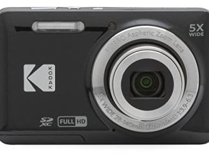 كاميرا KODAK PIXPRO Friendly Zoom FZ55-BK الرقمية بدقة 16 ميجابكسل مع زووم بصري 5X بزاوية عريضة 28 مم وشاشة إل سي دي 2.7 بوصة (أسود)