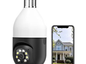 Ebitcam Light Bulb Security Camera ، 2K HD 360 Security Camera ، Pan / Milt Control with E26 Light Bulb Socket ، Full Color Night Vision ، Pet Camera with Phone APP ، 24/7 Recording Local SD / Cloud، 2.4G WiFi