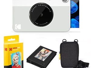 حزمة Kodak Printomatic الفورية للكاميرا (رمادي) ورق زنك (20 ورقة) - حقيبة - ألبوم صور - إطارات معلقة.