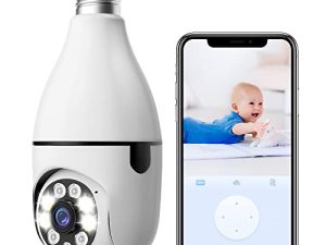 كاميرا أمان لاسلكية بمصباح WiFi خارجي - كاميرا IP بانورامية ذكية بدقة 360 درجة وميل 360 درجة لأمن المنزل وكاميرا 2.4 جيجا هرتز مع كشف الحركة في الوقت الحقيقي والتنبيهات ذات اتجاهين للرؤية الليلية