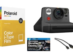 كاميرا Polaroid Now i-Type Instant Film Camera (سوداء) + مجموعة أفلام بولارويد الملونة