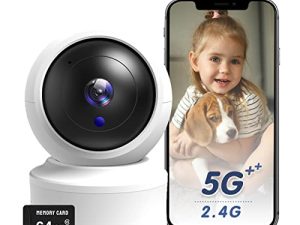 كاميرا مراقبة داخلية ، 1080P HD Pan / Tilt Wireless Pet Camera لمراقبة الطفل ، 5G & 2.4G WiFi Home Security Camera لكلاب / مربية ، رؤية ليلية ، صفارة الإنذار ، متوافقة مع Alexa و Google