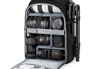 حقيبة ظهر للكاميرا ، حقيبة ظهر كاميرا BAGSMART DSLR SLR تناسب الكمبيوتر المحمول مقاس 15.6 بوصة ، جراب كاميرا مضاد للسرقة مضاد للماء للمصورين ، رجال ونساء ، مع غطاء للمطر وحامل ثلاثي القوائم ، أسود