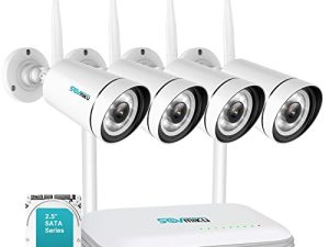 【H.265 + Mini DVR】 SOVMIKU كاميرا مراقبة منزلية خارجية وداخلية ، نظام مراقبة لاسلكي 8CH مع 4 قطع 3MP كاميرات عالية الدقة 1 تيرا بايت HDD فلودلايت رصد الوجه / الإنسان