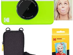 كاميرا Kodak Printomatic الفورية (خضراء) حزمة أساسية + ورق Zink (20 ورقة) + حقيبة فاخرة
