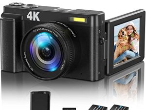 كاميرا Bioyoak الرقمية التركيز التلقائي 4K 48MP 60FPS كاميرا فيديو 16X كاميرا زووم رقمية للتصوير الفوتوغرافي YouTube Vlogging كاميرا مدمجة 32GB بطاقة ذاكرة فلتر UV