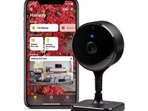 Eve Cam - كاميرا داخلية آمنة للمنزل من Apple HomeKit مزودة بمستشعر حركة وميكروفون ومكبر صوت ورؤية ليلية وتوافق مع التطبيقات وإشعارات iPhone / iPad / Apple Watch