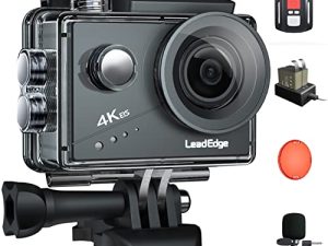 كاميرا أكشن من LeadEdge 4K EIS Stabilization واي فاي 20 ميجابكسل 2.0 بوصة شاشة IPS عالية الدقة مقاومة للماء كاميرا رياضية تحت الماء 131 قدمًا كاميرا أكشن غوص جهاز تحكم عن بعد خارجي كاميرا خوذة