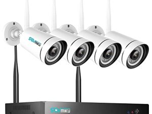 نظام كاميرا الحماية من Sovmiku WiFi نظام كشف الوجه 3 ميجابكسل وكاميرات أمان صوت ثنائية الاتجاه و 8 قنوات NVR وجهاز تحكم عن بعد للهاتف المحمول والكمبيوتر الشخصي ، IP66 ، إنذار صفارة الإنذار 7/24 ، رؤية ليلية للتسجيل بدون محرك أقراص ثابت