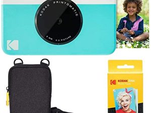 كاميرا Kodak Printomatic الفورية (زرقاء) حزمة أساسية + ورق Zink (20 ورقة) + حقيبة فاخرة