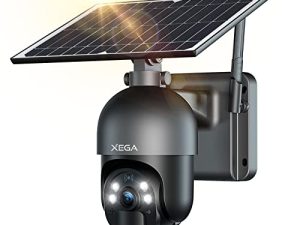 Xega 4G LTE كاميرا مراقبة خلوية خارجية تعمل بالطاقة الشمسية كاميرا لاسلكية ، رؤية ليلية ملونة بدقة 2K HD رؤية PTZ 360 درجة ، كشف ذكي للحركة ، تحدث بطريقتين ، بدون WiFi ، بطاقة SIM متضمنة ، IP66 - إصدار أمريكي