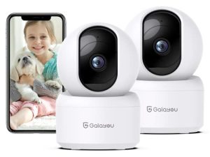 كاميرات مراقبة المنزل GALAYOU 2K ، وكاميرات WiFi 2.4 جيجا هرتز لأمن المنزل ، ومراقبة كاميرا الأطفال لحضانة الأطفال / كبار السن / مربية الأطفال مع تتبع الحركة الذكية وتطبيق الهاتف ، يعمل مع Alexa / Google Assistant 2Pack