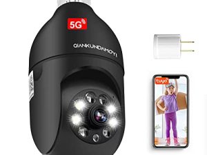 QIANKUNDAMOYI Light Bulb Security Camera 5G Light Socket Security Camera 1080P 360 Lightbulb Security Night Vision كشف الحركة كاميرات المراقبة للباب الأمامي كاميرات المراقبة الخارجية