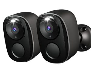 2Pack Security Cameras Outdoor Wireless ، كاميرا سبوت لايت خالية من الأسلاك تعمل بالبطارية ، فيديو 2K FHD ، صوت ثنائي الاتجاه ، كشف الحركة بالذكاء الاصطناعي ، رؤية ليلية ملونة ، Cloud / SD (حتى 256G) ، يعمل مع Alexa ، أسود
