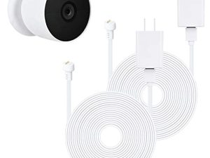 2 حزمة كابل الطاقة متوافق مع Google Nest Cam (البطارية) ، 30 قدمًا / 9.1 متر كابل خارجي مقاوم للعوامل الجوية يشحن باستمرار كاميرا Nest (أبيض)