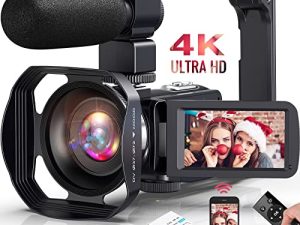 كاميرا فيديو كاميرا فيديو 4K 60FPS HD 48MP 18X كاميرا فيديو رقمية 3.0 بوصة عالية الدقة تعمل باللمس كاميرا فيديو للرؤية الليلية بالأشعة تحت الحمراء مع مثبت ، جهاز تحكم عن بعد ، ميكروفون خارجي