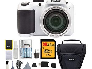 كاميرا Kodak PIXPRO AZ401 40x Astro Zoom الرقمية (أبيض) مع حقيبة Koah Holster وحزمة الملحقات (5 عناصر)