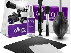 مجموعة أدوات تنظيف احترافية من Altura Photo للكاميرات الرقمية ذات العدسة الأحادية العاكسة (DSLR) والإلكترونيات الحساسة مع عدسة بخاخ صور Altura 2 أوقية ومنظف LCD