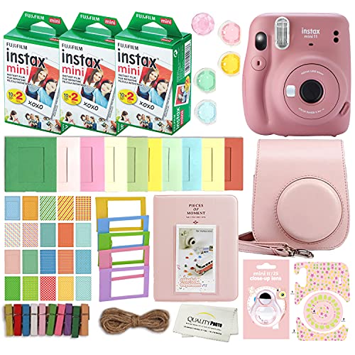 كاميرا Fujifilm Instax Mini 11 الفورية مع حافظة ، 60 فيلم فوجي ، ملصقات للزينة ، إطارات ، ألبوم صور ومجموعة ملحقات أخرى (وردي مغبر) كاميرا Fujifilm Instax Mini 11 الفورية مع حافظة ، 60 فيلم فوجي ، ملصقات للزينة ، إطارات ، ألبوم صور ومجموعة ملحقات أخرى (وردي مغبر)