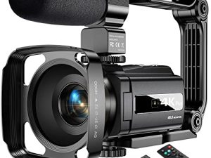 كاميرا فيديو 4K كاميرا فيديو 48 ميجابكسل 60 إطارًا في الثانية فائقة الدقة كاميرا فيديو مع كاميرا مدونات فيديو واي فاي ليوتيوب 16X كاميرا فيديو رقمية مع ميكروفون 6 محاور مضادة للاهتزاز الأشعة تحت الحمراء ومسجل للرؤية الليلية (إصدار 4K بلس)