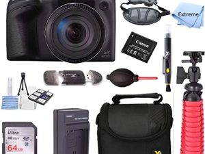 Extreme Elextronics Canon PowerShot SX420 هي كاميرا رقمية بدقة 20 ميجابكسل بمعدل تكبير بصري 42x باللون الأسود + بطاريات احتياطية NB-11L + مجموعة ملحقات (مجددة)