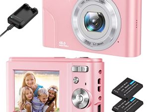 كاميرا رقمية ، HUMIDIER FHD 1080P 36MP 16X Digital Vlogging كاميرا فيديو صغيرة مع شاحن بطارية ، كاميرات محمولة صغيرة الحجم وكاميرا تصوير للأطفال والمراهقين والمبتدئين (وردي)