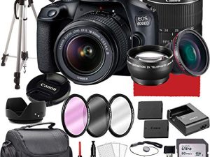 كاميرا Paging Zone-Canon intl EOS 4000D DSLR مع عدسة تكبير 18-55 مم f / 3.5-5.6 ، ذاكرة 64 جيجابايت ، حقيبة ، حامل ثلاثي القوائم والمزيد (حزمة 28 قطعة)