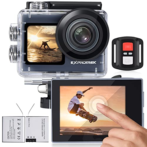 Exprotrek 4K Action Camera مع شاشة تعمل باللمس ، ثبات EIS ، زاوية واسعة للغاية 170 درجة ، كاميرا تحت الماء مقاومة للماء 40 مترًا ، كاميرا رياضية بجهاز تحكم عن بعد مع مجموعة ملحقات خوذة. Exprotrek 4K Action Camera مع شاشة تعمل باللمس ، ثبات EIS ، زاوية واسعة للغاية 170 درجة ، كاميرا تحت الماء مقاومة للماء 40 مترًا ، كاميرا رياضية بجهاز تحكم عن بعد مع مجموعة ملحقات خوذة.