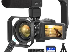KOMERY Camcorders Video Camera 4K 56MP UHD Video Camera for YouTube with External Mic Video Camera Camcorder with 32G SD Card 2.4G Remote IR Night Vision، 18X Digital Zoom Camcorder WiFi