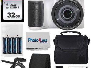 كاميرا Kodak PIXPRO AZ255 الرقمية (بيضاء) + حافظة كاميرا بوينت آند شوت + بطاقة ذاكرة SD سعة 32 جيجا بايت + شاحن بطاريات قابلة لإعادة الشحن + قارئ بطاقة USB + حامل ثلاثي القوائم + ملحقات