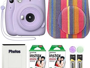كاميرا Fujifilm Instax Mini 11 مع حافظة وفيلم فوجي الفوري (20 ورقة) وألبوم صور (أرجواني أرجواني)