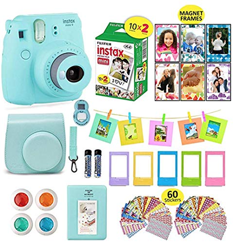 كاميرا Fujifilm Instax Mini 9 الفورية + حقيبة حمل متوافقة مع مصراع الكاميرا + حزمة قيمة فيلم Fuji (20 ورقة) + مجموعة ملحقات الغالق ، فلاتر الألوان ، ألبوم الصور ، إطارات متنوعة (أزرق ثلجي) كاميرا Fujifilm Instax Mini 9 الفورية + حقيبة حمل متوافقة مع مصراع الكاميرا + حزمة قيمة فيلم Fuji (20 ورقة) + مجموعة ملحقات الغالق ، فلاتر الألوان ، ألبوم الصور ، إطارات متنوعة (أزرق ثلجي)