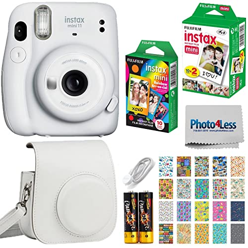 كاميرا Fujifilm Instax Mini 11 الفورية - أبيض ثلجي (16654798) + Fujifilm Instax Mini Twin Pack فيلم فوري (16437396) + حزمة واحدة بغشاء قوس قزح + حافظة + ملصقات السفر كاميرا Fujifilm Instax Mini 11 الفورية - أبيض ثلجي (16654798) + Fujifilm Instax Mini Twin Pack فيلم فوري (16437396) + حزمة واحدة بغشاء قوس قزح + حافظة + ملصقات السفر