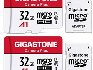 [Gigastone] Micro SD Card 32GB 2-Pack، Camera Plus، MicroSDHC Memory Card for Video Camera، Wyze Cam، Security Camera، Roku، Full HD Video Recording، UHS-I U1 A1 Class 10، up to 90MB / s، with Adapter