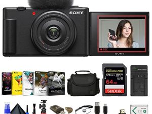Sony ZV-1F Vlogging Camera (Black) (ZV1F / B) + Case + 64GB Card + NP-BX1 Battery + Card Reader + Corel Photo Software + HDMI Cable + Charger + Flex Tripod + Memory Wallet + Cap Keeper + Cleaning Kit