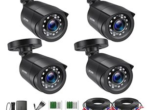 ZOSI 1080P 4 Pack HD-TVI Security Bullet Cameras في الهواء الطلق داخلي مانع لتسرب الماء مع 24pcs IR LEDs 80ft رؤية ليلية لـ 720P / 1080N / 1080P / 5MP / 4K HD-TVI AHD CVI أنظمة المراقبة التناظرية CCTV DVR