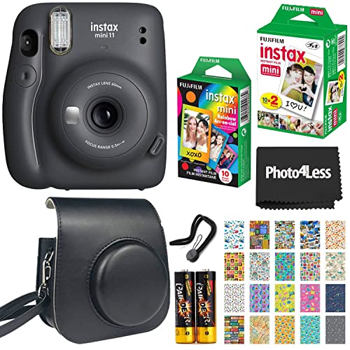 كاميرا Fujifilm Instax Mini 11 الفورية - رمادي فحمي (16654786) + Fujifilm Instax Mini Twin Pack فيلم فوري (16437396) + حزمة واحدة بغشاء قوس قزح + جراب + ملصقات السفر كاميرا Fujifilm Instax Mini 11 الفورية - رمادي فحمي (16654786) + Fujifilm Instax Mini Twin Pack فيلم فوري (16437396) + حزمة واحدة بغشاء قوس قزح + جراب + ملصقات السفر