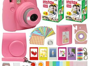 كاميرا Fujifilm Instax Mini 9 الفورية للأطفال فلامنغو وردي مع حقيبة مخصصة + حزمة قيمة فيلم Fuji Instax (40 ورقة) مجموعة ملحقات ، فلاتر ألوان ، ألبوم صور ، إطارات متنوعة ، عدسة سيلفي + المزيد