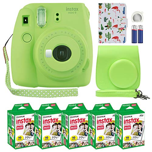 كاميرا Fuji Instax Mini 9 الفورية ، أخضر ليموني مع حقيبة مخصصة + حزمة قيمة فيلم Fuji Instax (50 ورقة) ألبوم صور Flamingo Designer لصور Fuji instax Mini 9 كاميرا Fuji Instax Mini 9 الفورية ، أخضر ليموني مع حقيبة مخصصة + حزمة قيمة فيلم Fuji Instax (50 ورقة) ألبوم صور Flamingo Designer لصور Fuji instax Mini 9