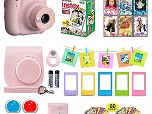 Fujifilm Instax Mini 11 Instant Camera Blush Pink + حقيبة حمل متوافقة مع مصراع الكاميرا + حزمة قيمة لفيلم Fuji (20 ورقة) + مجموعة ملحقات الغالق ، فلاتر الألوان ، ألبوم الصور ، إطارات متنوعة