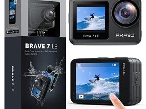 AKASO Brave 7 LE 4K30FPS 20MP كاميرا أكشن تعمل بالواي فاي مع شاشة تعمل باللمس Vlog Camera EIS 2.0 جهاز تحكم عن بعد 131 قدمًا تحت الماء مع بطاريات 2X 1350mAh