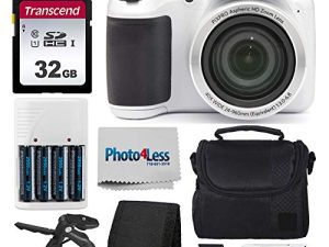 كاميرا كوداك PIXPRO AZ401 أسترو زووم الرقمية بدقة 16 ميجابكسل (أبيض) + جراب كاميرا بوينت آند شوت + بطاقة ذاكرة SD بسعة 32 جيجا بايت + بطاريات قابلة للشحن + شاحن + قارئ بطاقة USB + حامل ثلاثي القوائم + ملحقات