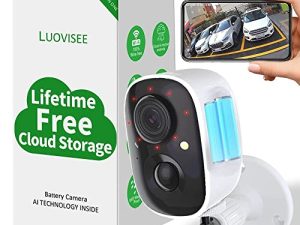 كاميرا Luovisee اللاسلكية للأمن المنزلي ، واي فاي خارجي مع بطارية قابلة لإعادة الشحن للرؤية الليلية ، وكشف الحركة بالذكاء الاصطناعي ، وكاميرا مراقبة لاسلكية خارجية ، 1080 بكسل