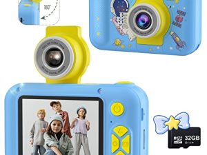 كاميرا Saneen Kids ، كاميرا سيلفي مطورة 1080P للأطفال مع بطاقة 32 جيجابايت ، وكاميرا رقمية للأطفال 40 ميجابكسل للفتيات والأولاد من سن 2-12 ، هدايا عيد الميلاد المثالية للأطفال الصغار ، رائد فضاء أزرق